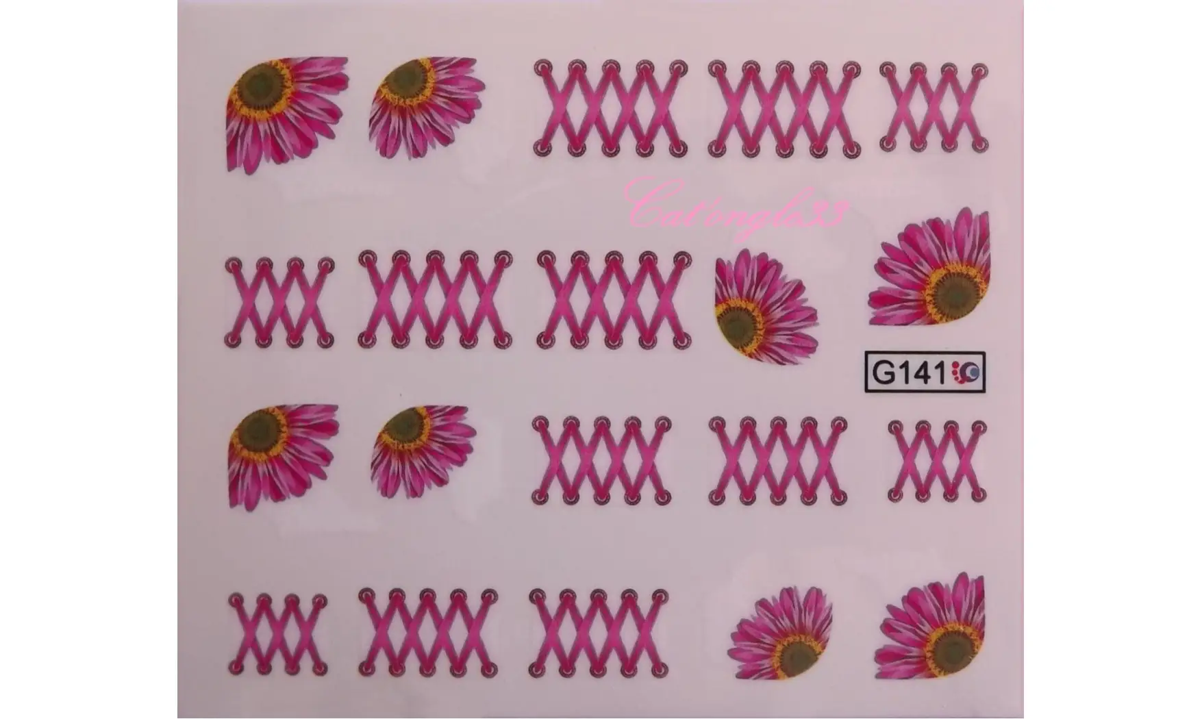 Water décal Fleurs rose et lacet G141