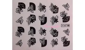 Water décal Fleurs noire blanche Y147