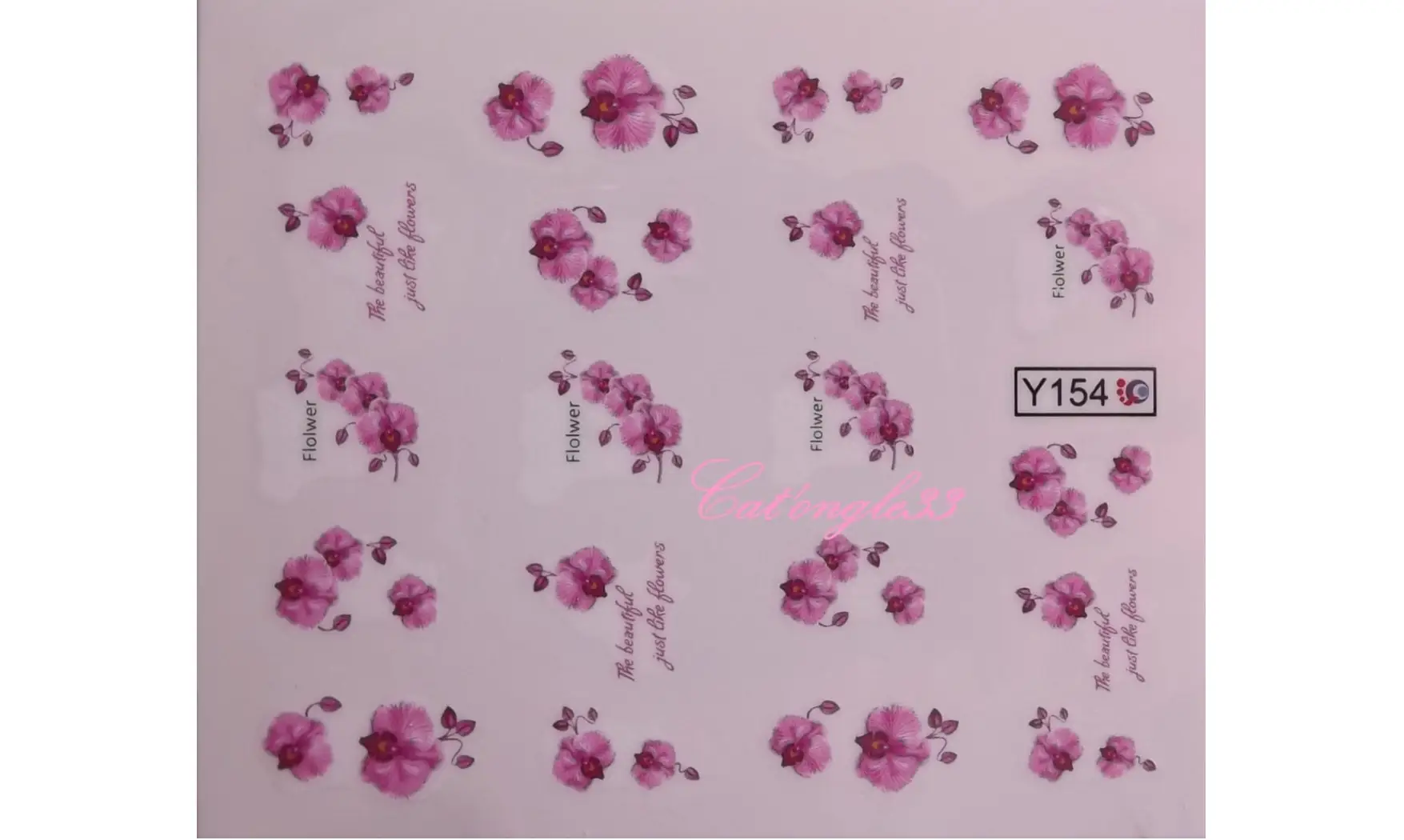 Water décal orchidée rose Y154