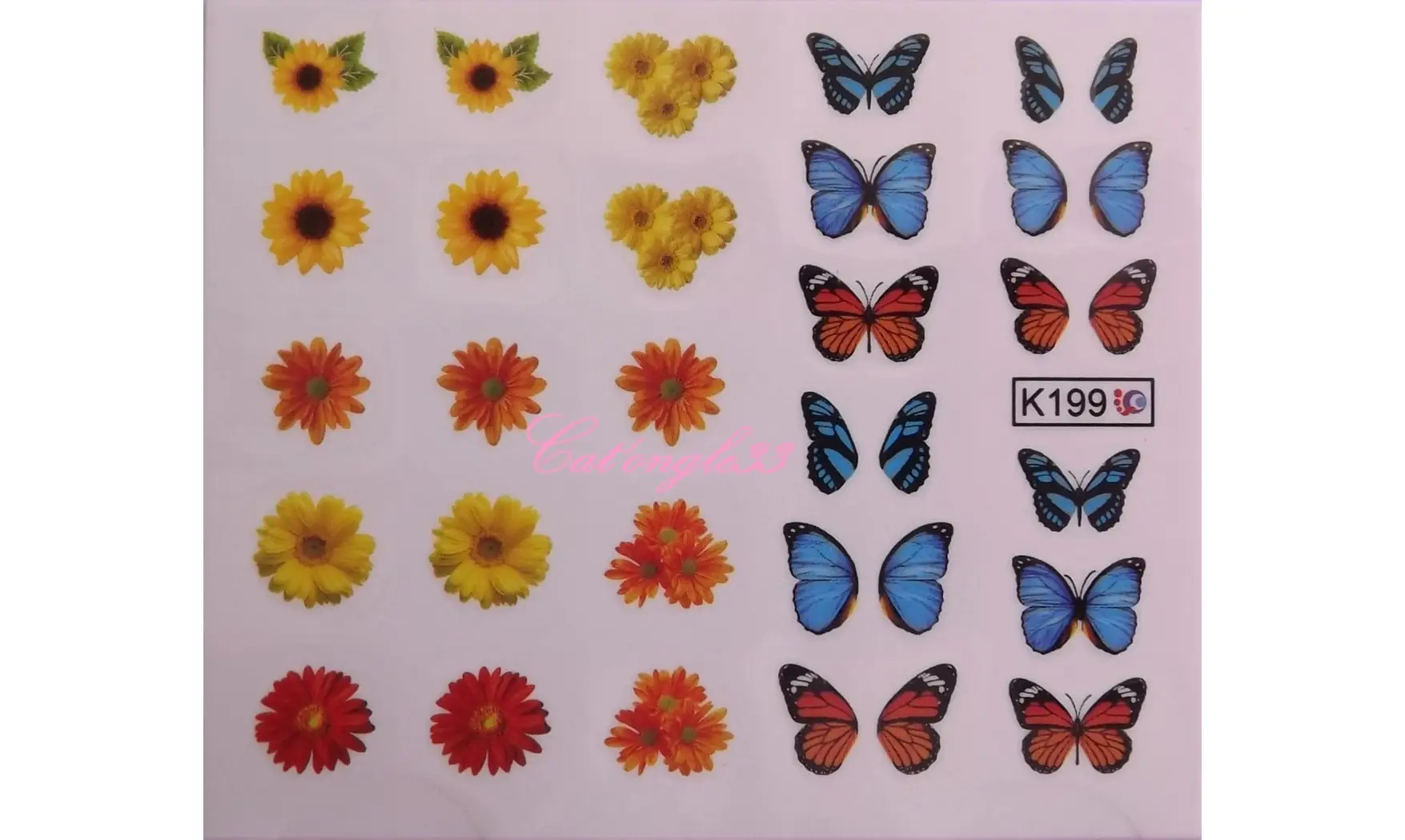 Water décal Fleurs/papillon K199