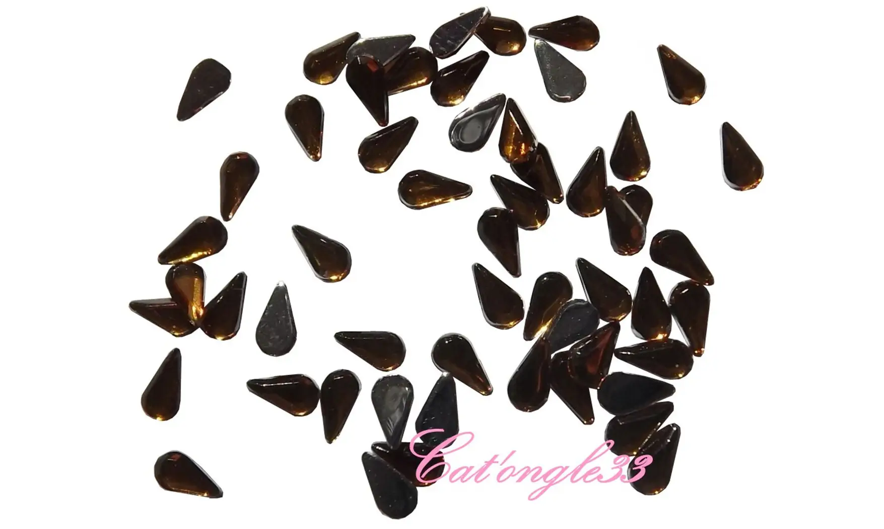Strass goutte marron