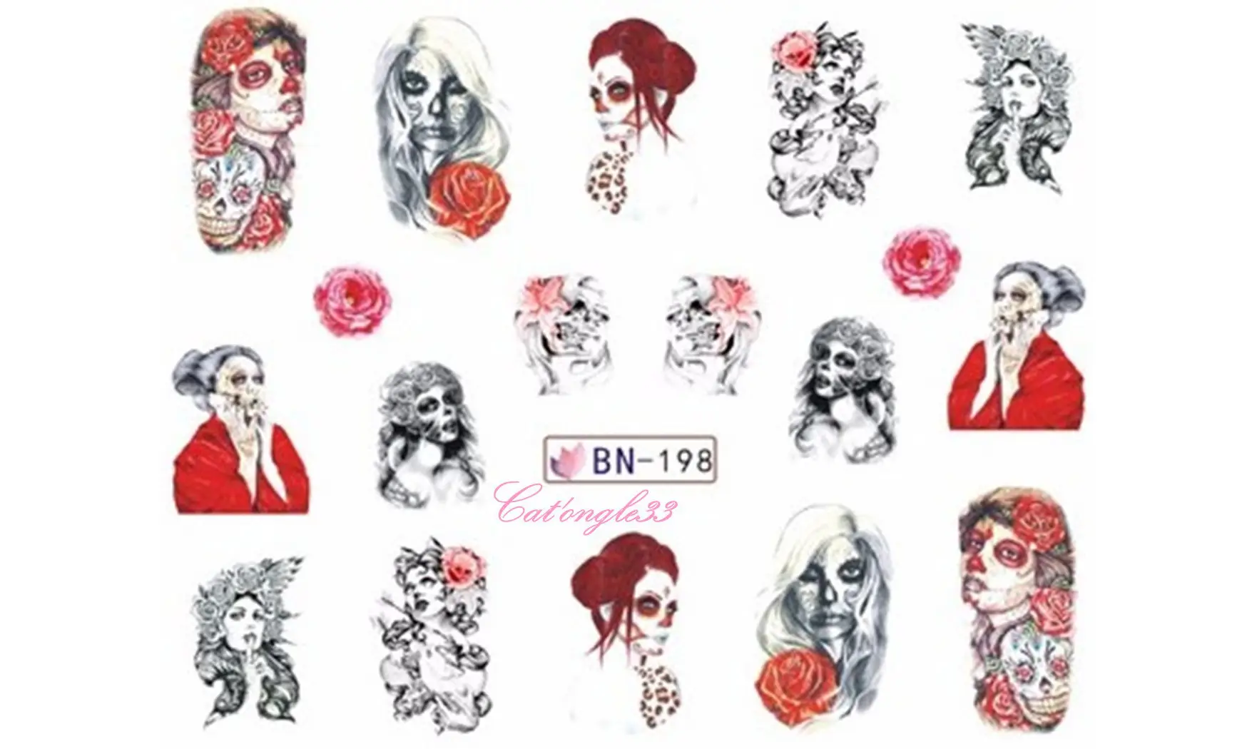 Water decal Halloween femme rose BN-198