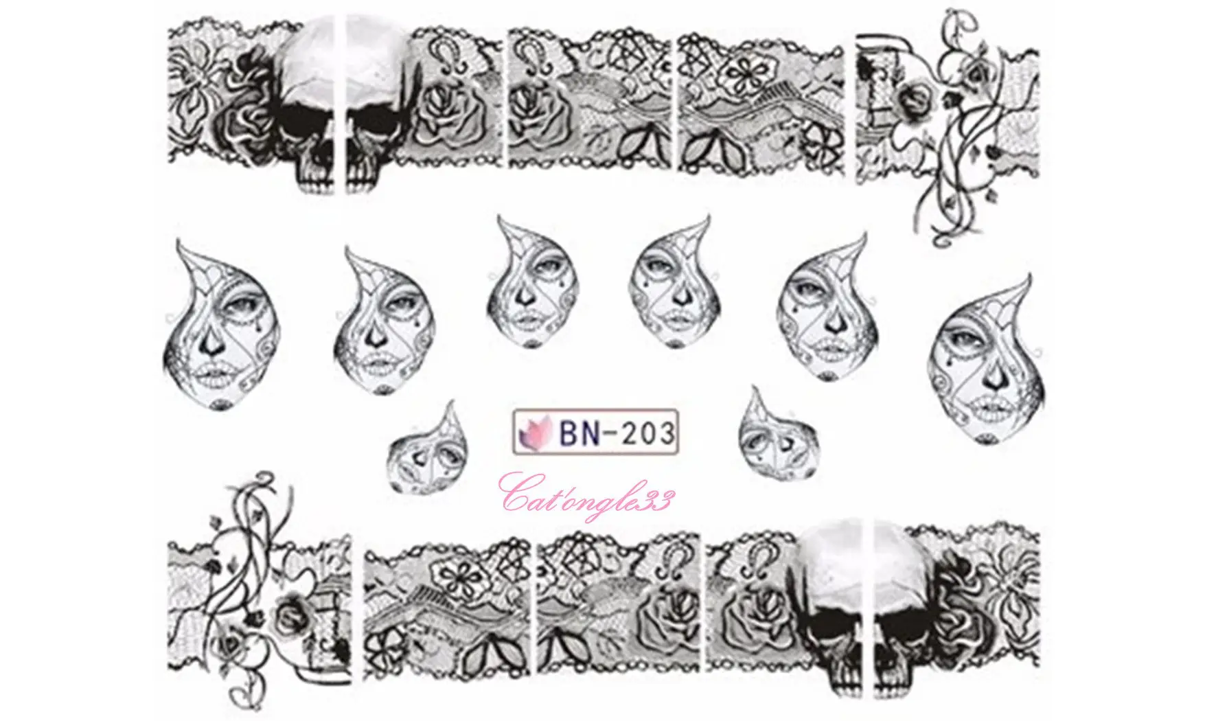 Water decal Halloween tête de mortBN-203