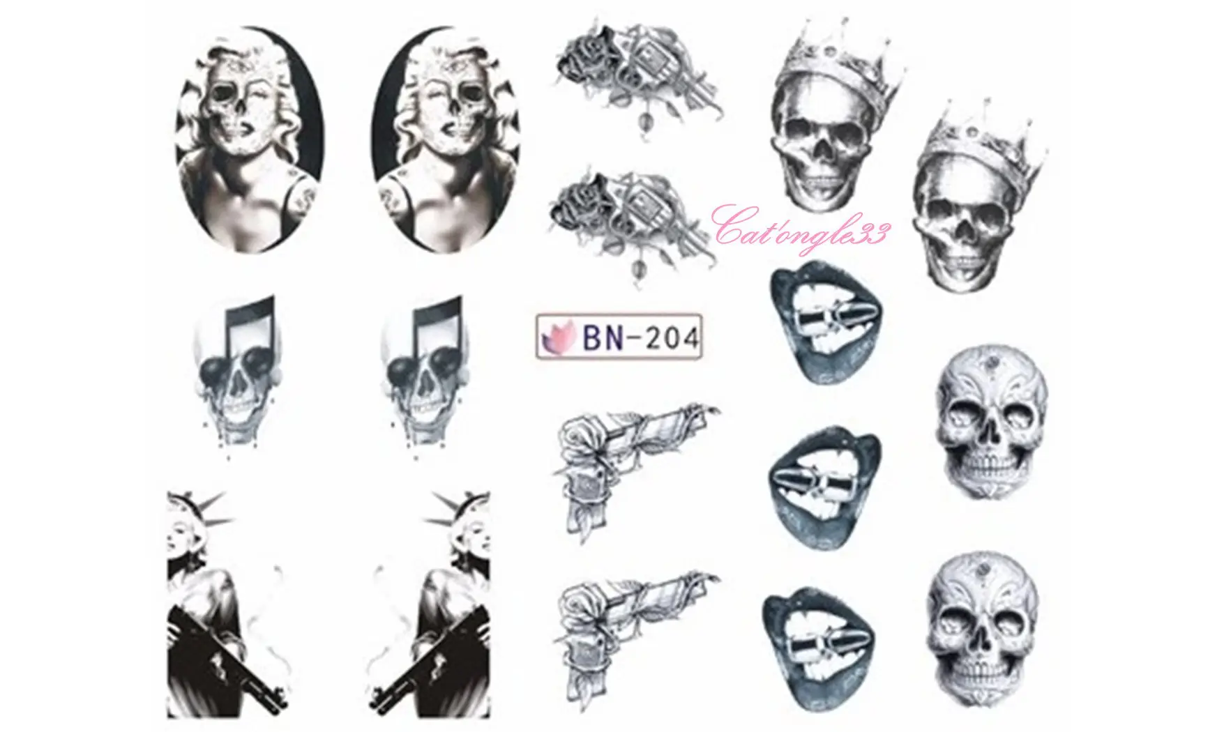 Water decal Halloween tête de mortBN-204