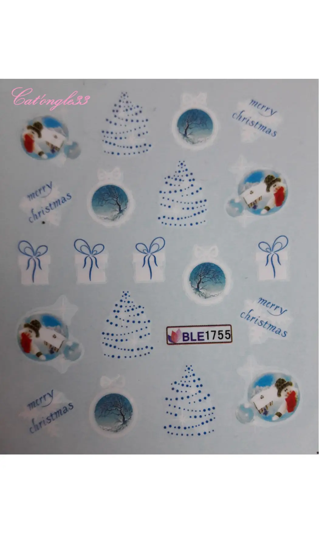 Water décal Noël BLE1755 sapin cadeau