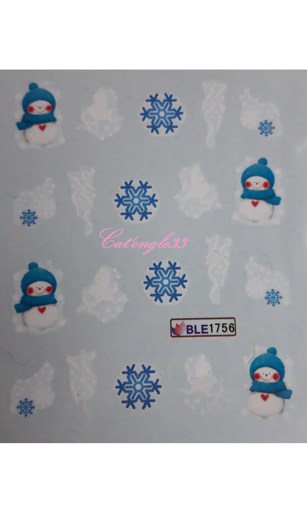 Water décal Noël BLE1756 bonhomme neige