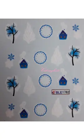 Water décal Noël BLE1762 maison flocon