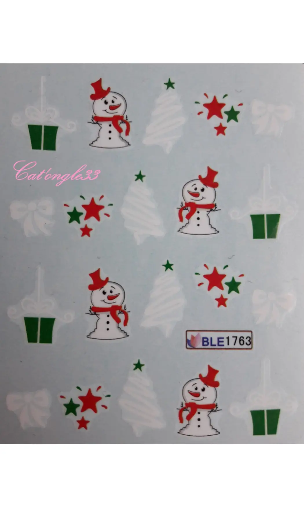 Water décal Noël BLE1763 bonhomme neige