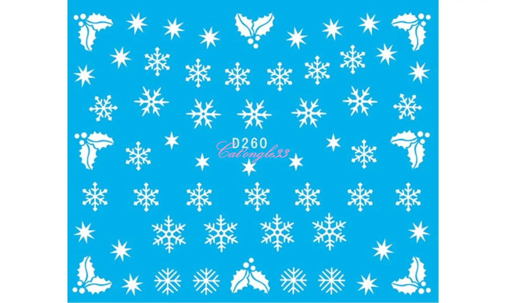 Water décal Noël D260 blanc flocon houx