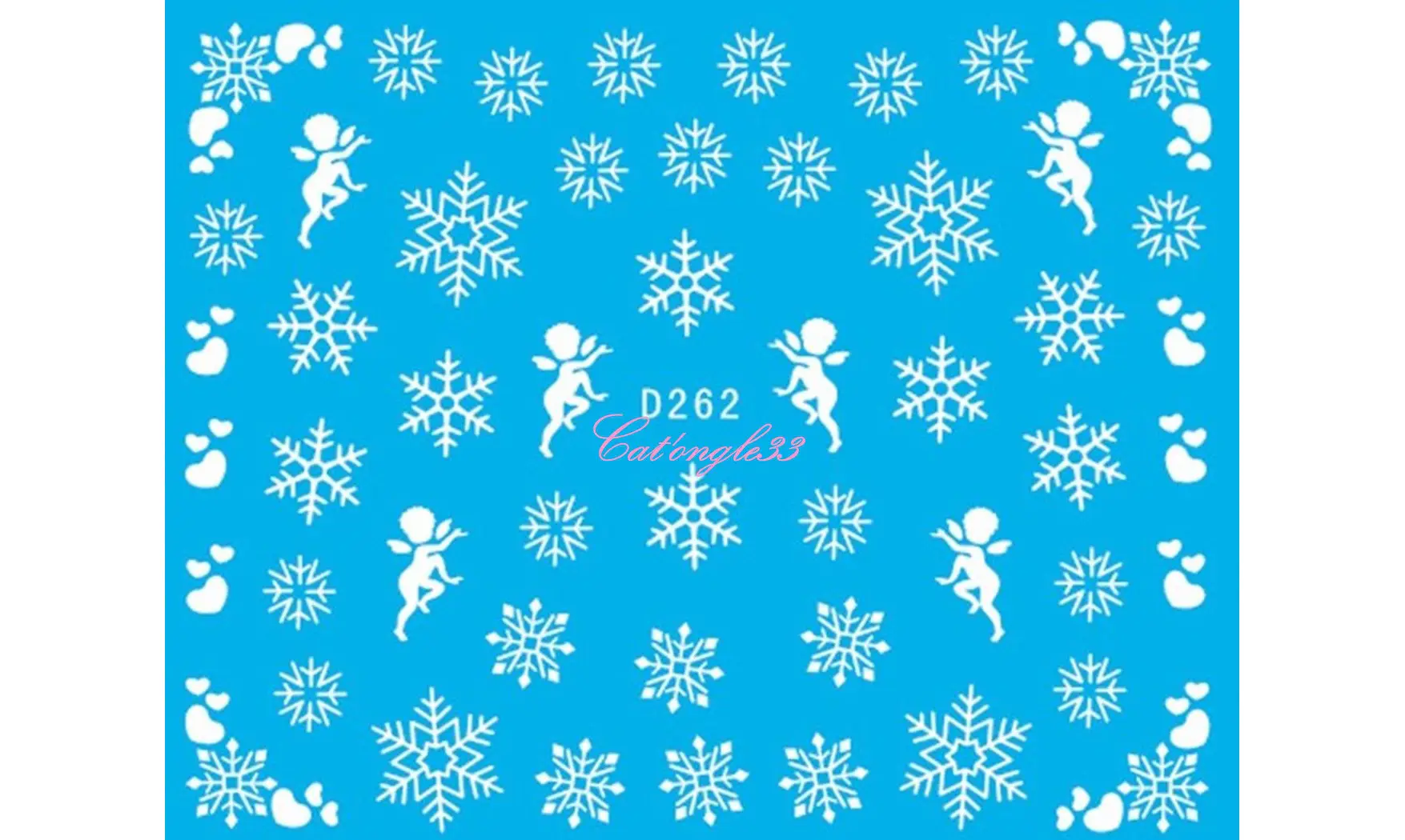 Water décal Noël D262 flocon ange coeur