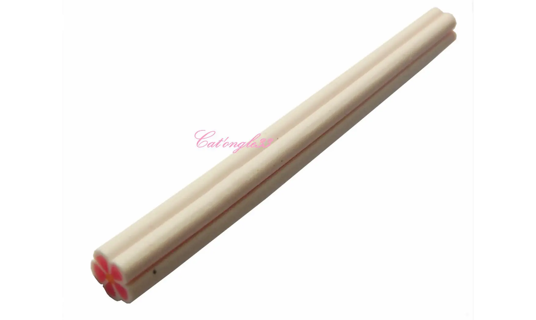 Baton fimo fleur blanche rose
