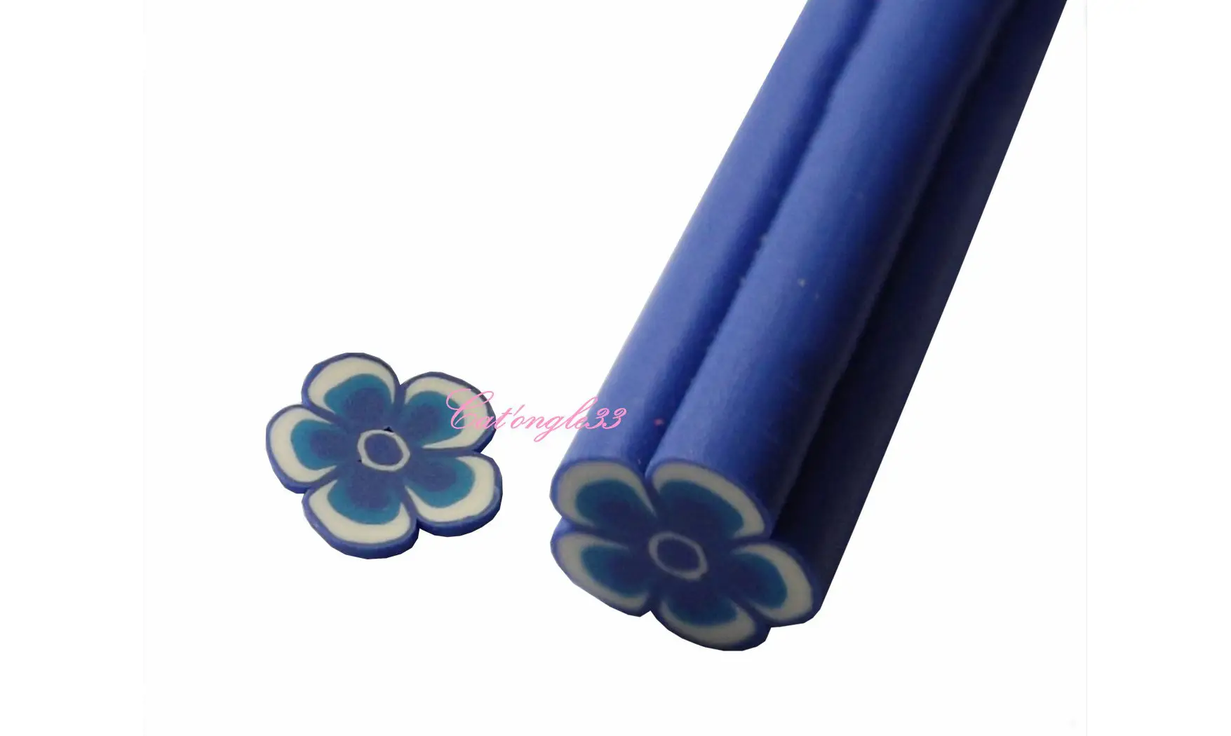 Baton fimo fleur bleu