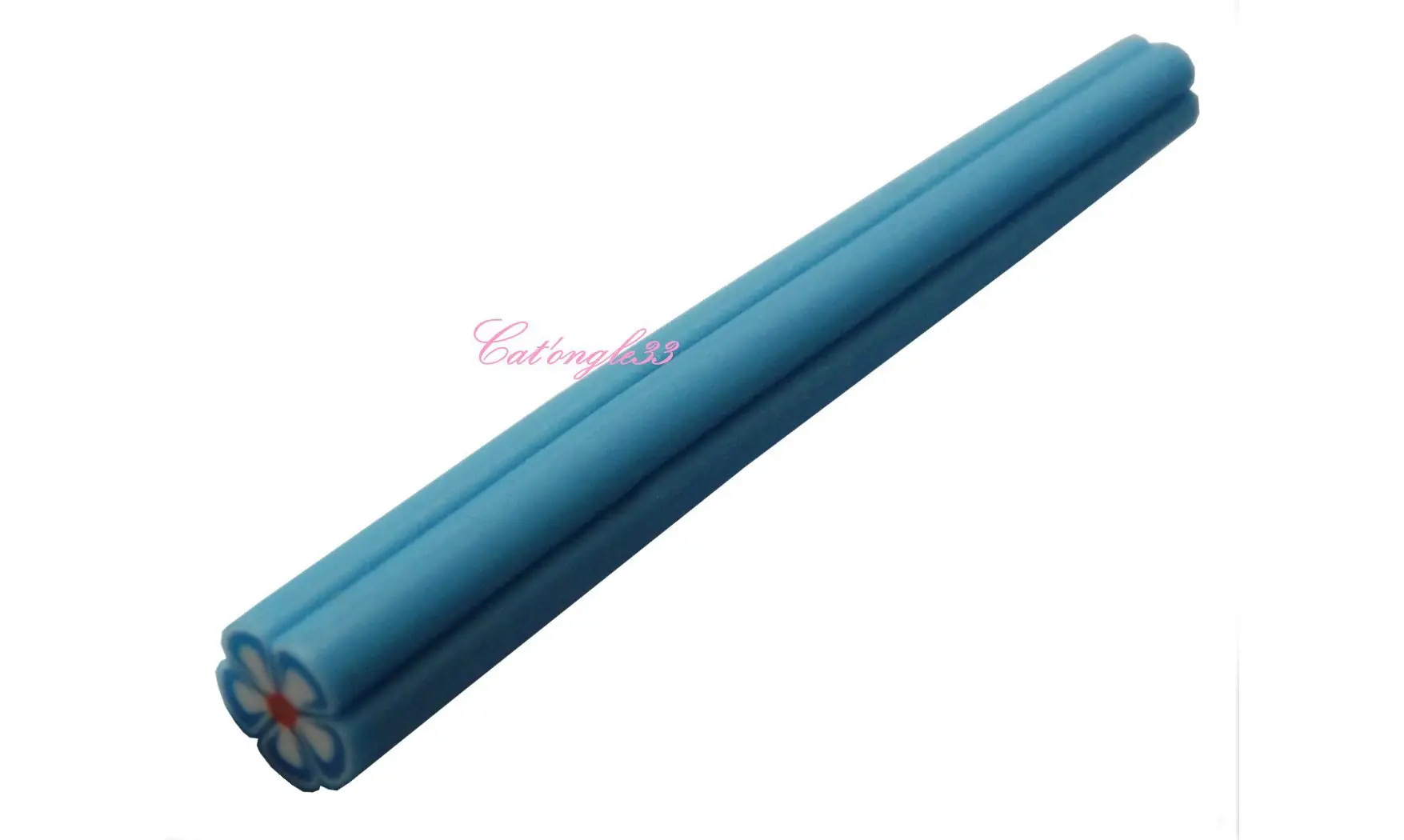Baton fimo fleur bleu clair blanche