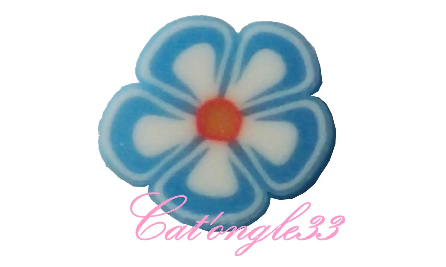 Baton fimo fleur bleu clair blanche