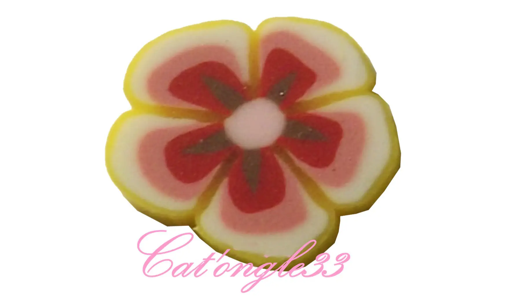 Baton fimo fleur jaune bordeaux