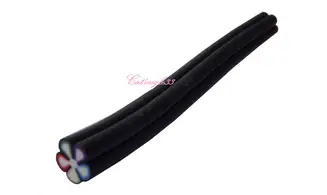 Baton fimo fleur noire multicouleur