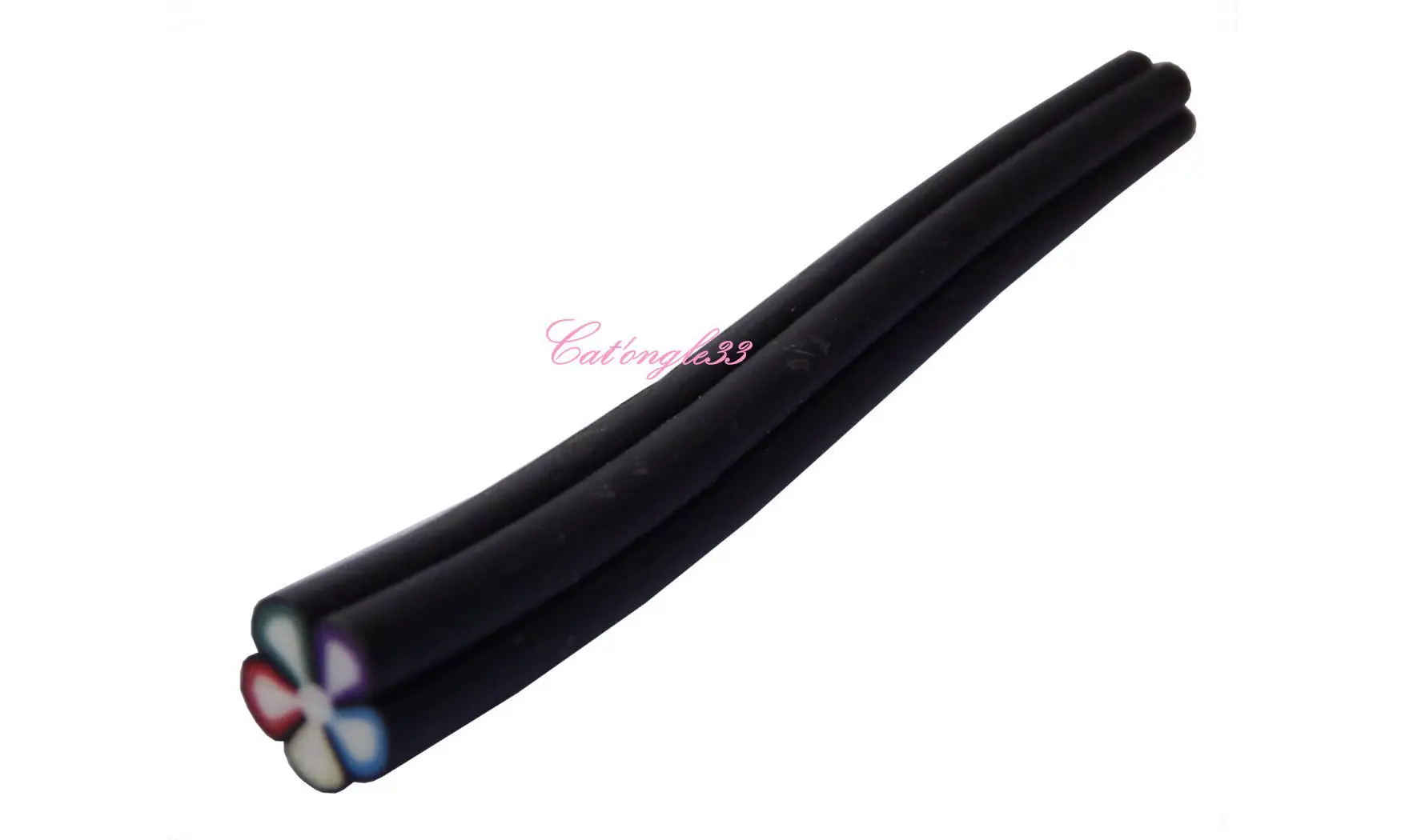 Baton fimo fleur noire multicouleur