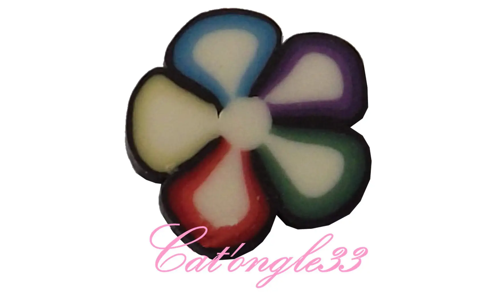Baton fimo fleur noire multicouleur