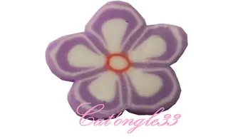 Baton fimo fleur parme blanche