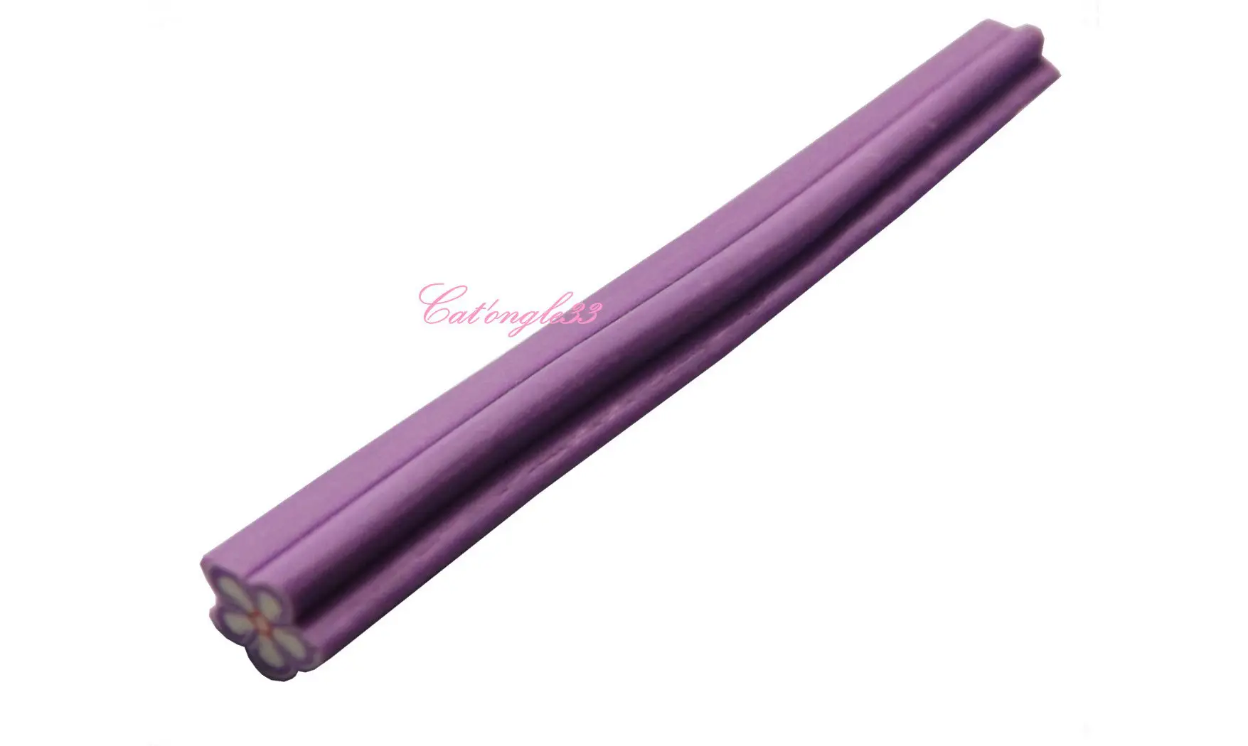 Baton fimo fleur parme blanche
