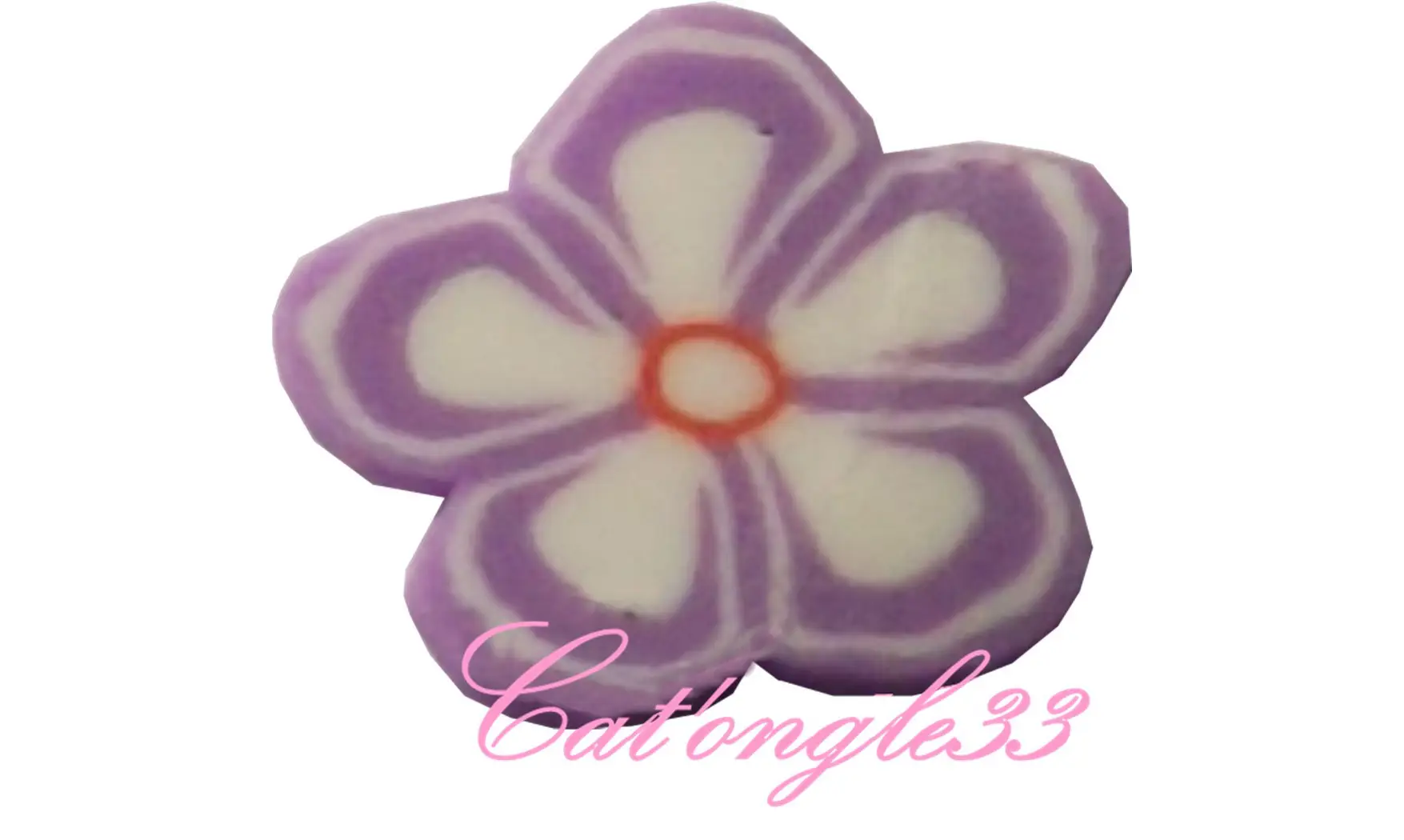Sachet de fimo fleur parme blanche