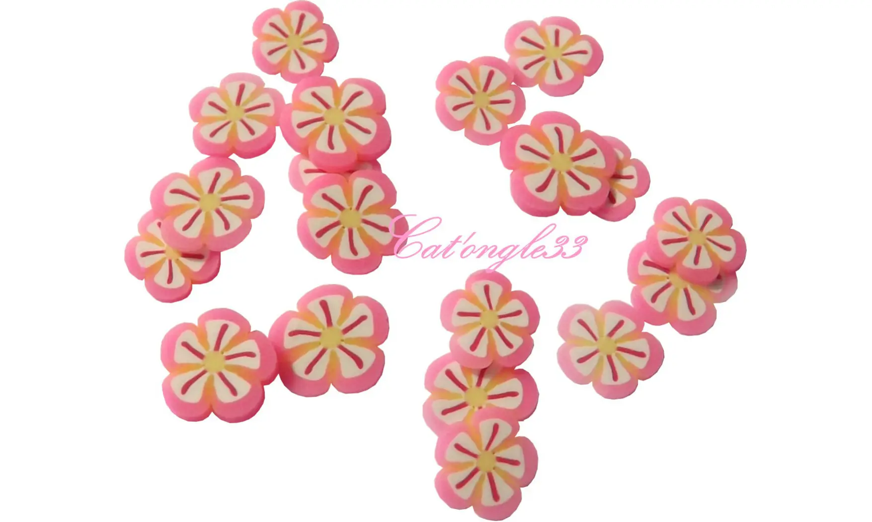 Sachet de fimo fleur rose blanche 1 trai