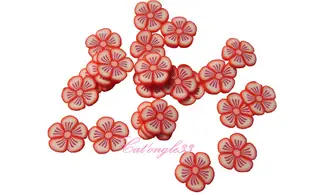 Sachet de fimo fleur rouge pétale 3 trai