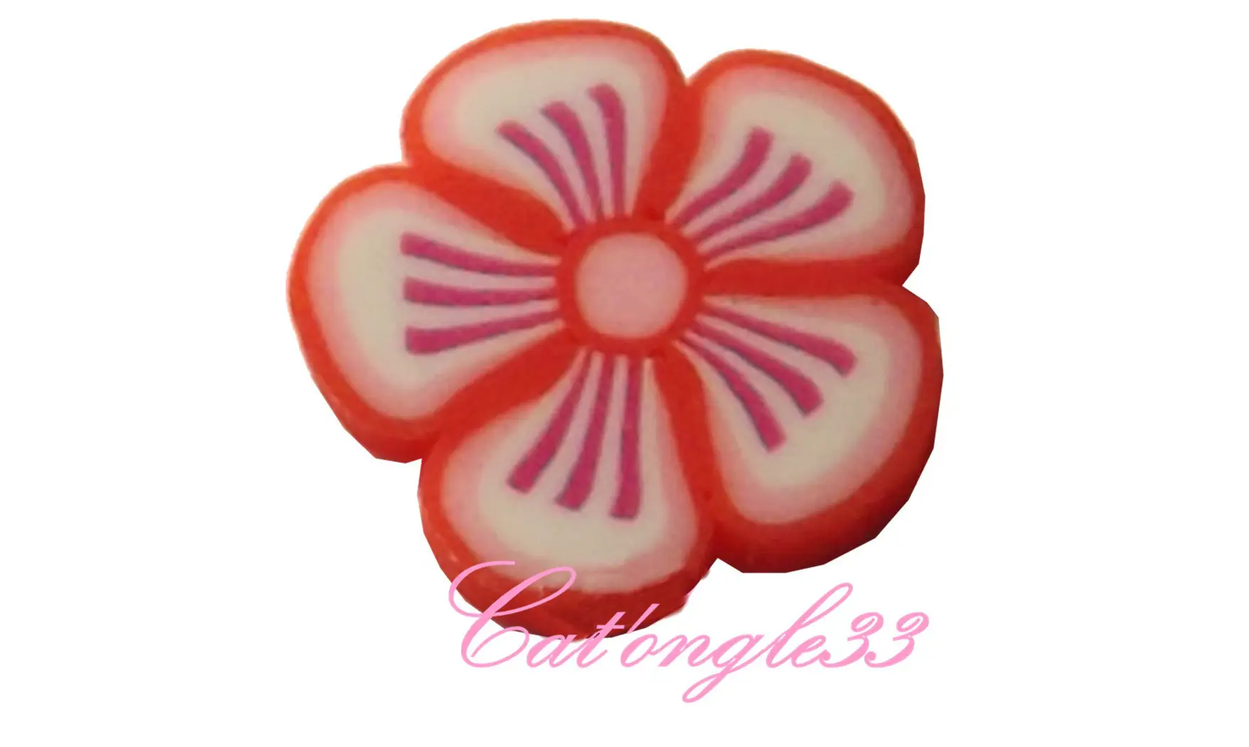 Sachet de fimo fleur rouge pétale 3 trai