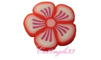 Baton fimo fleur rouge pétale 3 trait