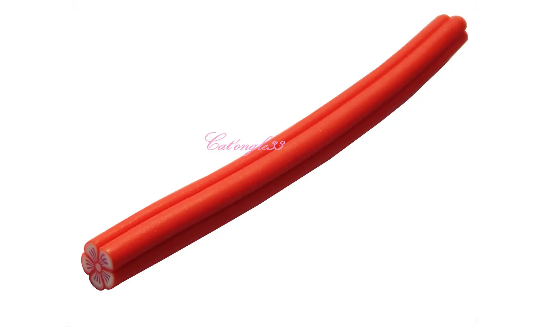 Baton fimo fleur rouge pétale 3 trait