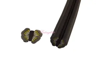 Baton fimo papillon gris, noir, jaune