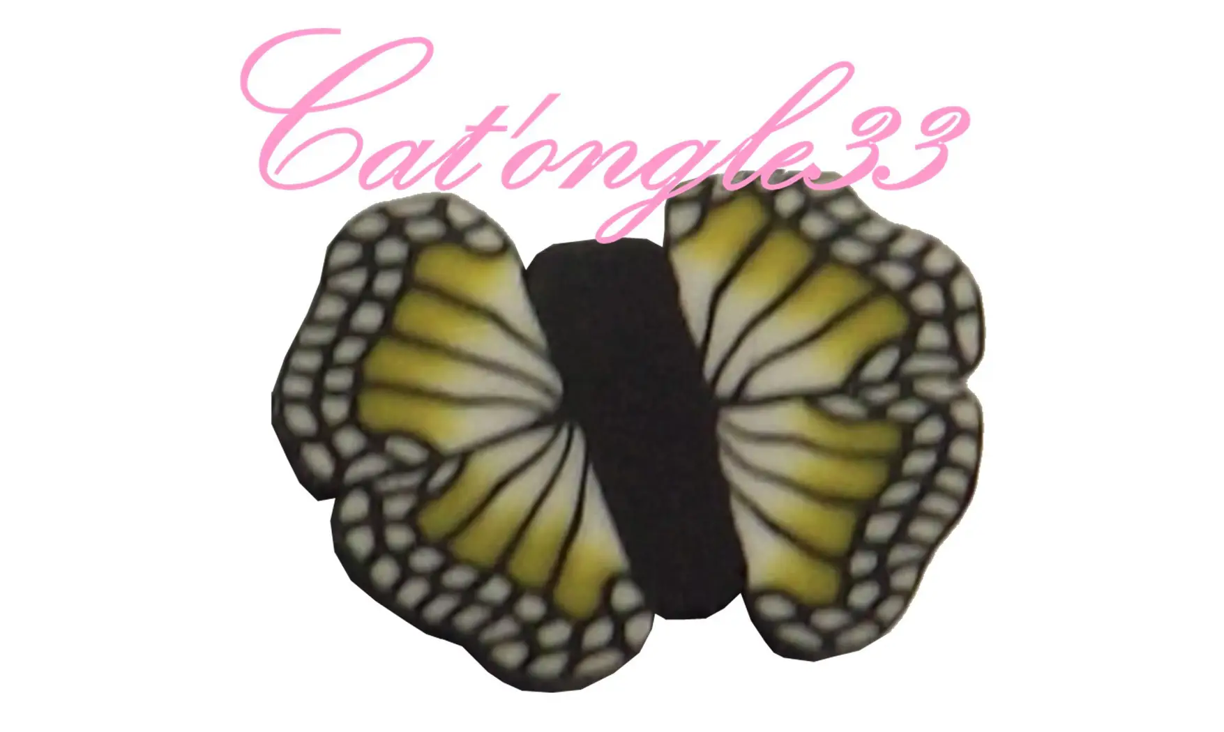 Baton fimo papillon gris, noir, jaune