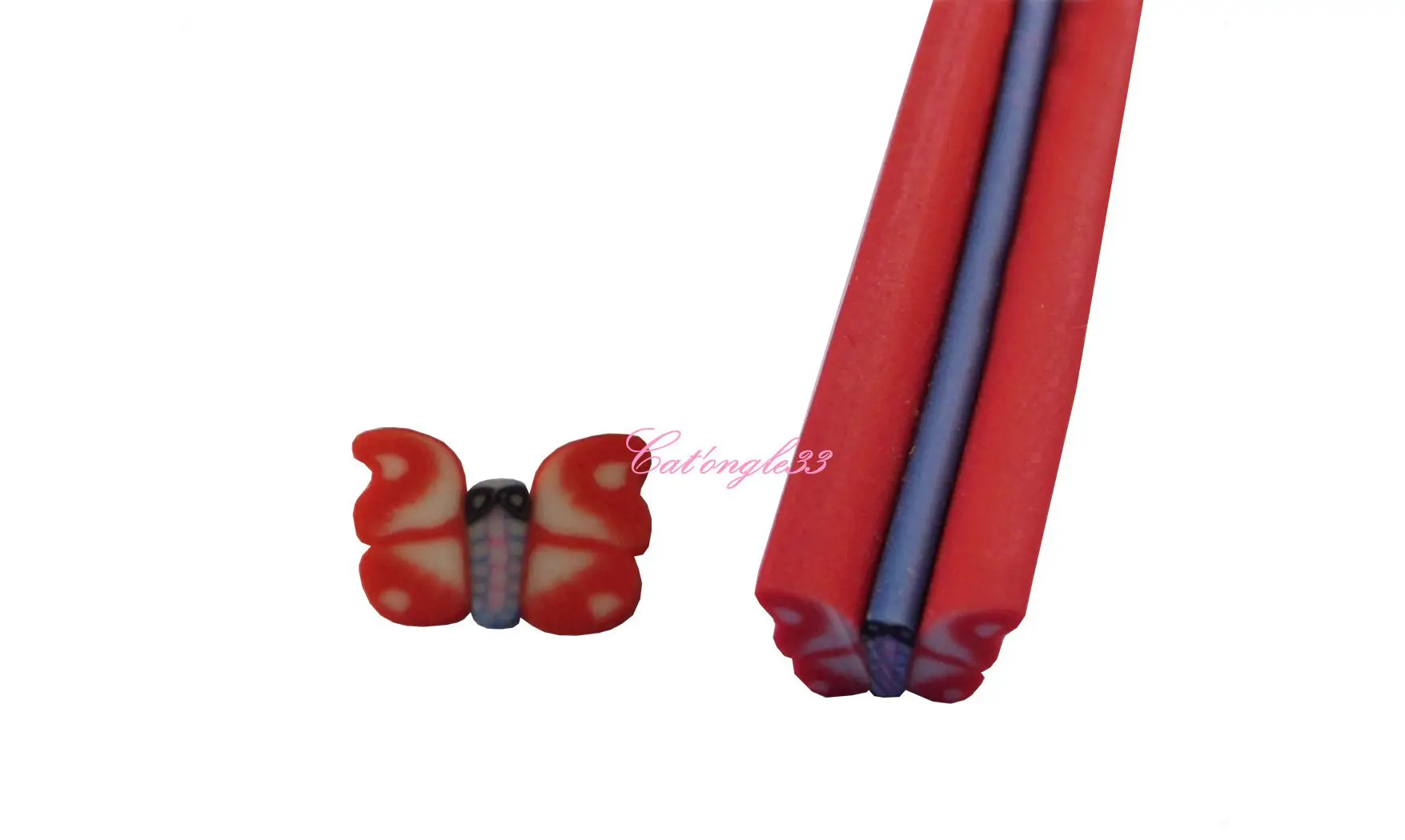 Baton fimo papillon rouge