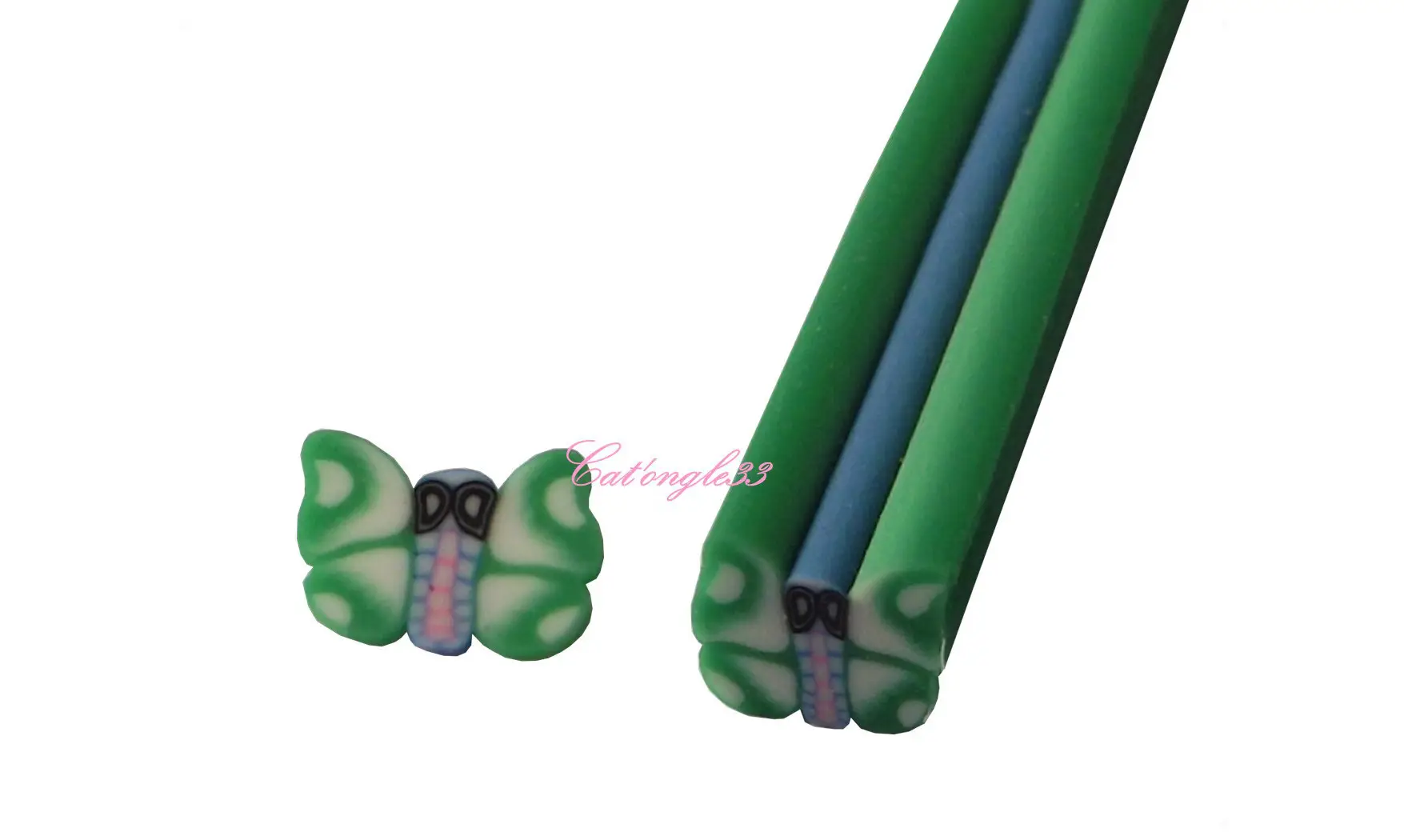 Baton fimo papillon vert