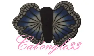 Baton fimo papillon noir, gris, bleu
