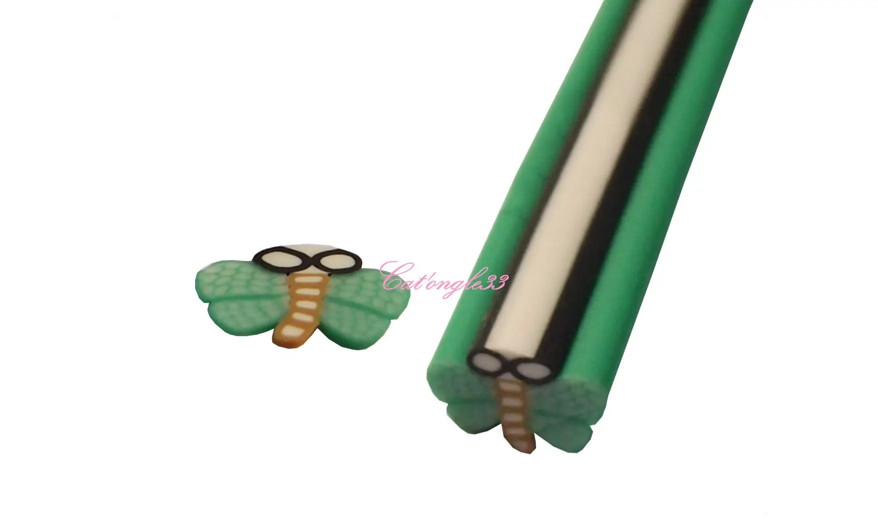 Baton fimo libellule verte