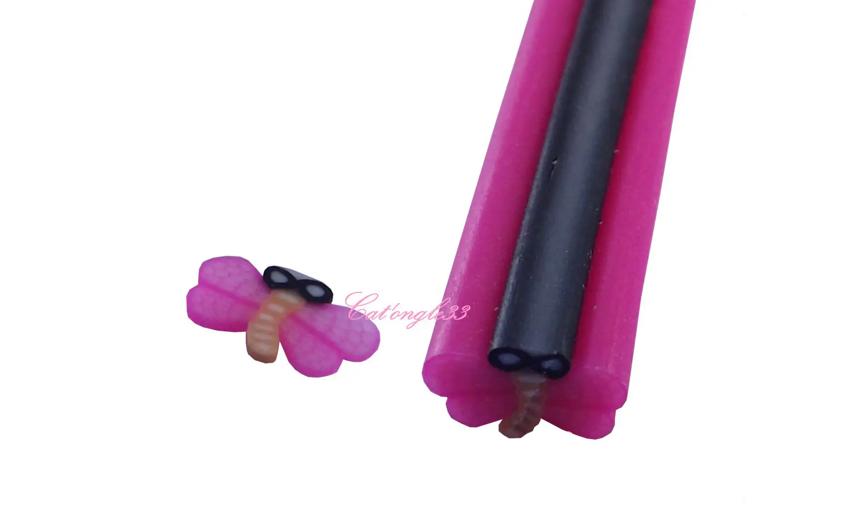 Baton fimo libellule rose