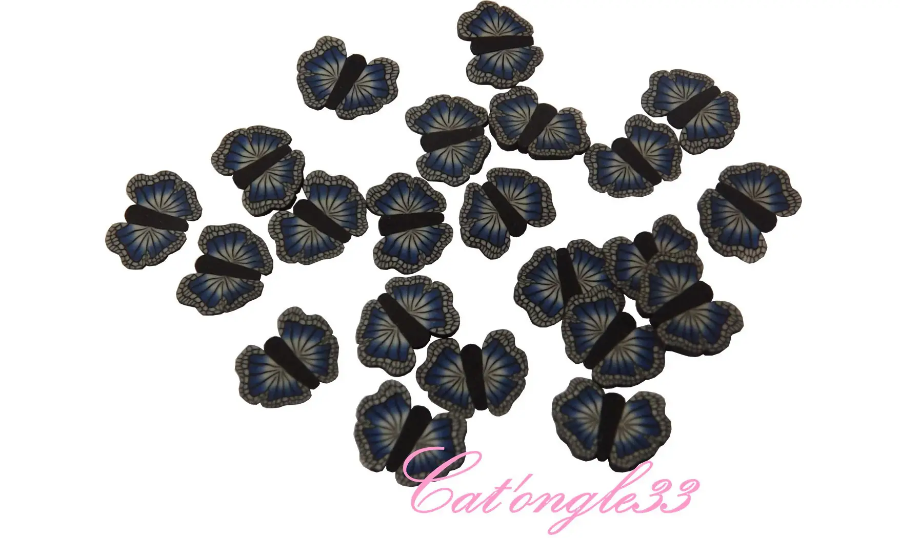 Sachet de fimo papillon noir, gris, bleu