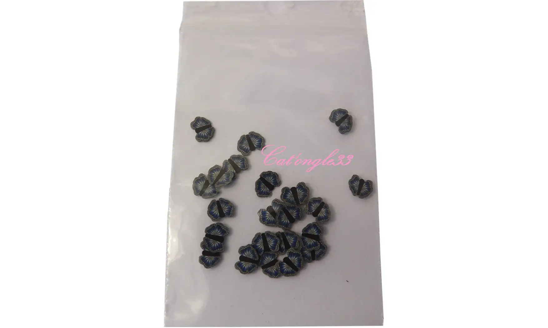 Sachet de fimo papillon noir, gris, bleu
