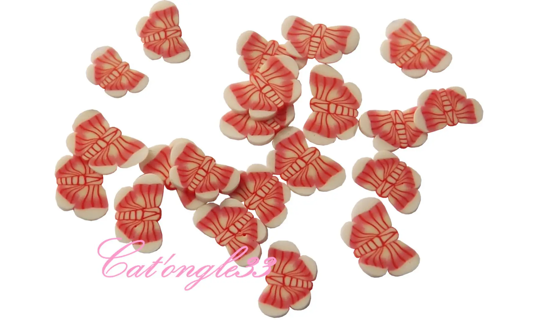Sachet de fimo papillon blanc, rouge