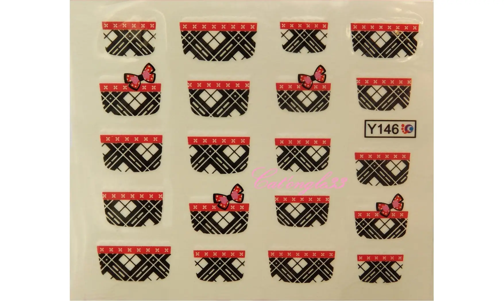 Water décal french rouge noir noeud Y146