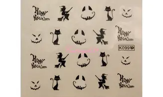 Water décal halloween chat sorcière K099