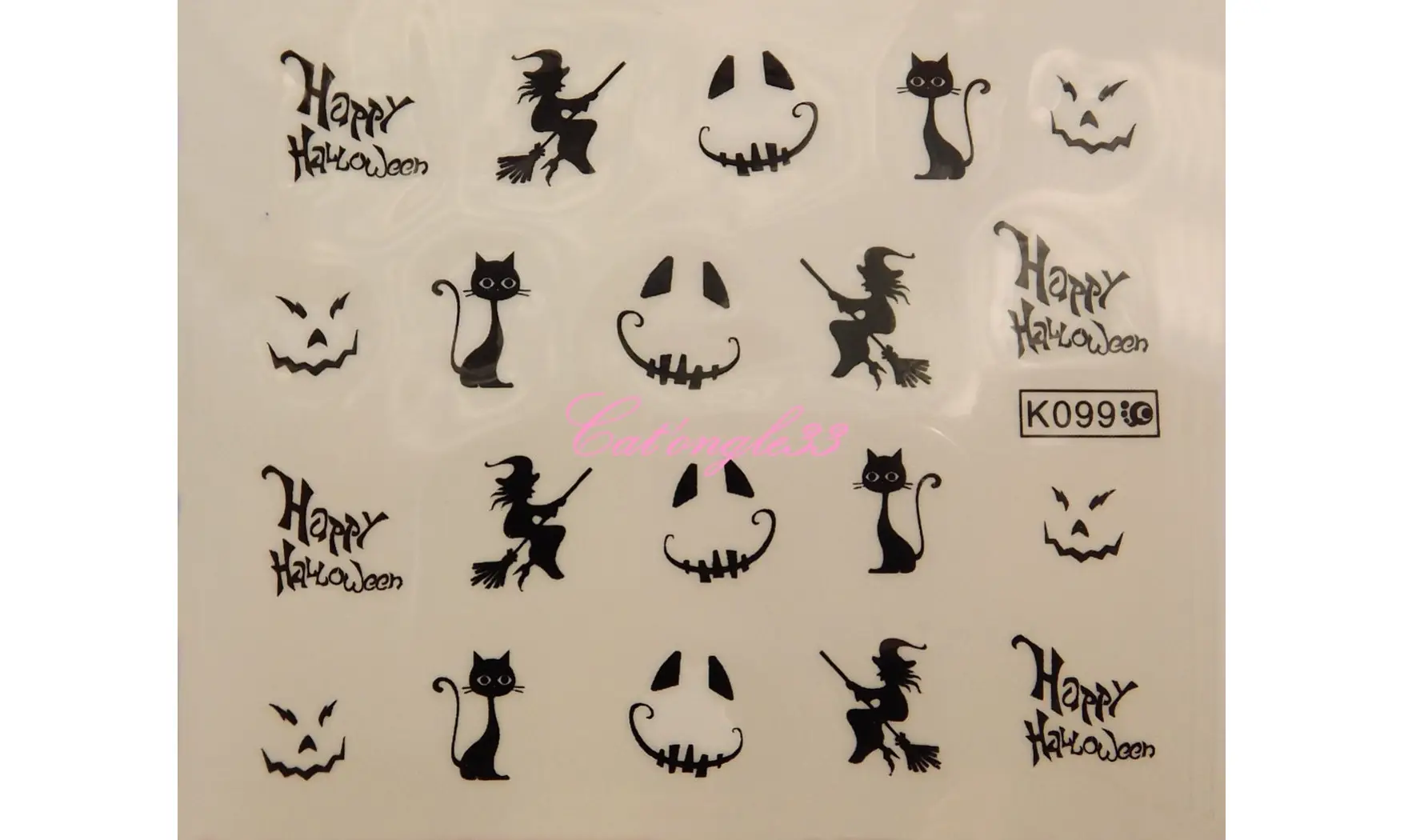 Water décal halloween chat sorcière K099