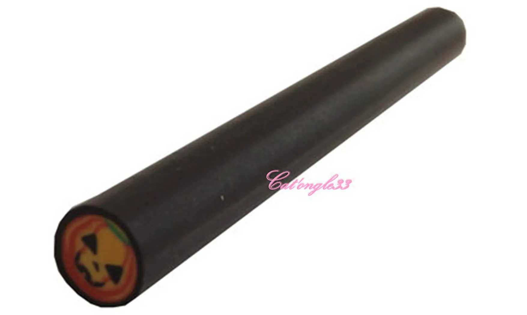 Baton fimo citrouille ronde fond noir