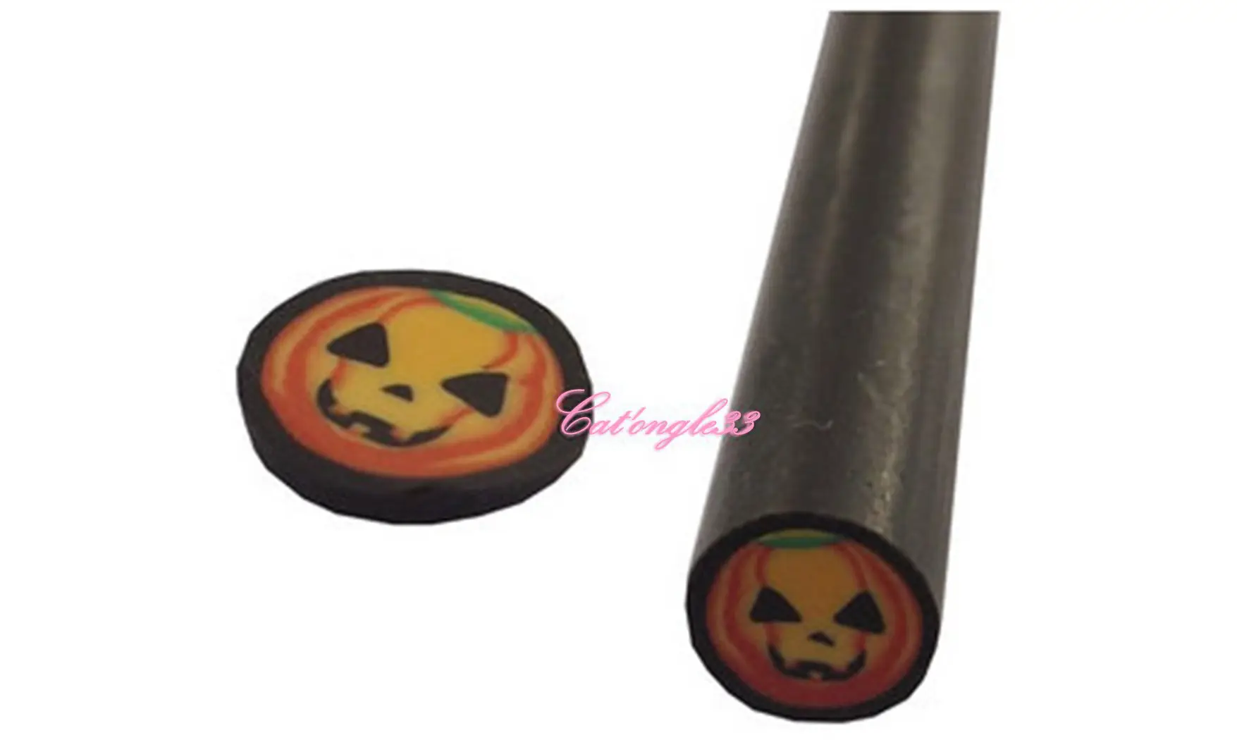Baton fimo citrouille ronde fond noir