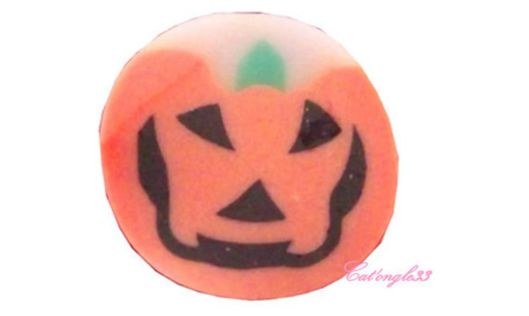 Baton fimo tête citrouille orange