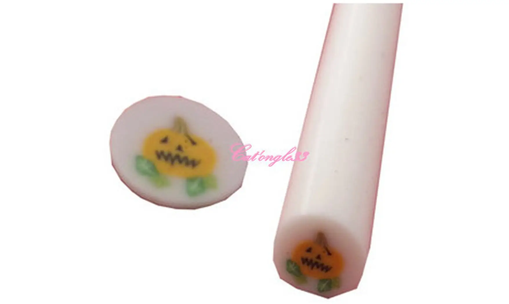 Baton fimo citrouille feuille