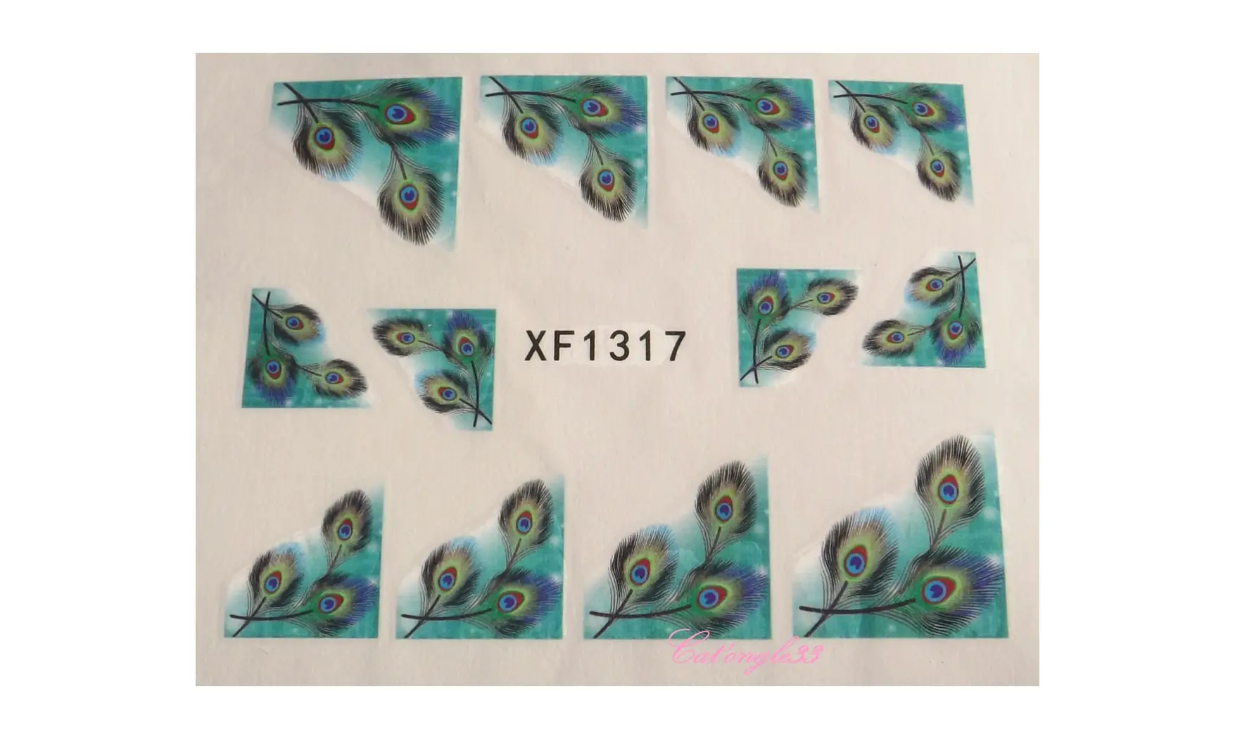 Water decal french plume de paon XF1317