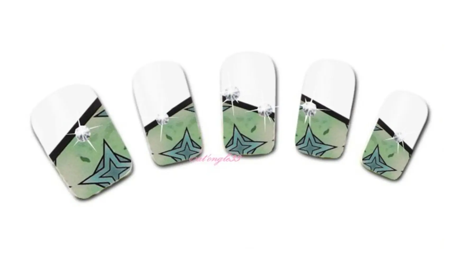 Water decal french vert étoile FC-018