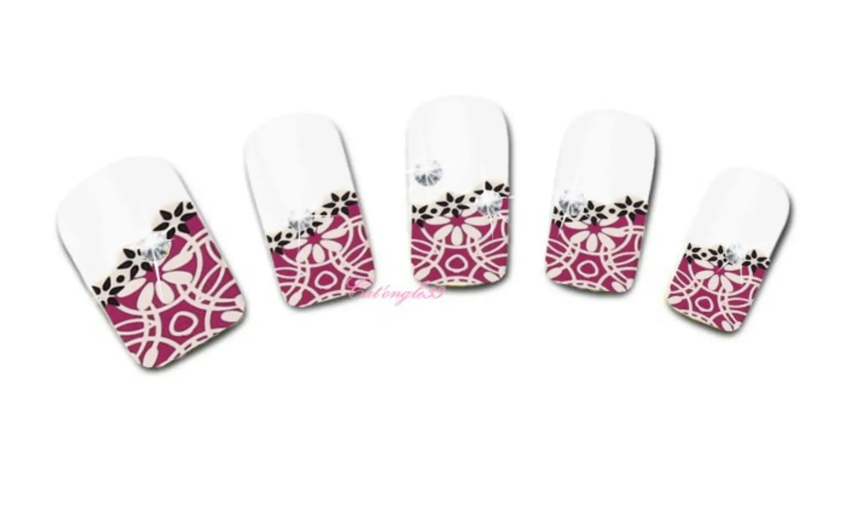 Water decal french rose fleur FC-040
